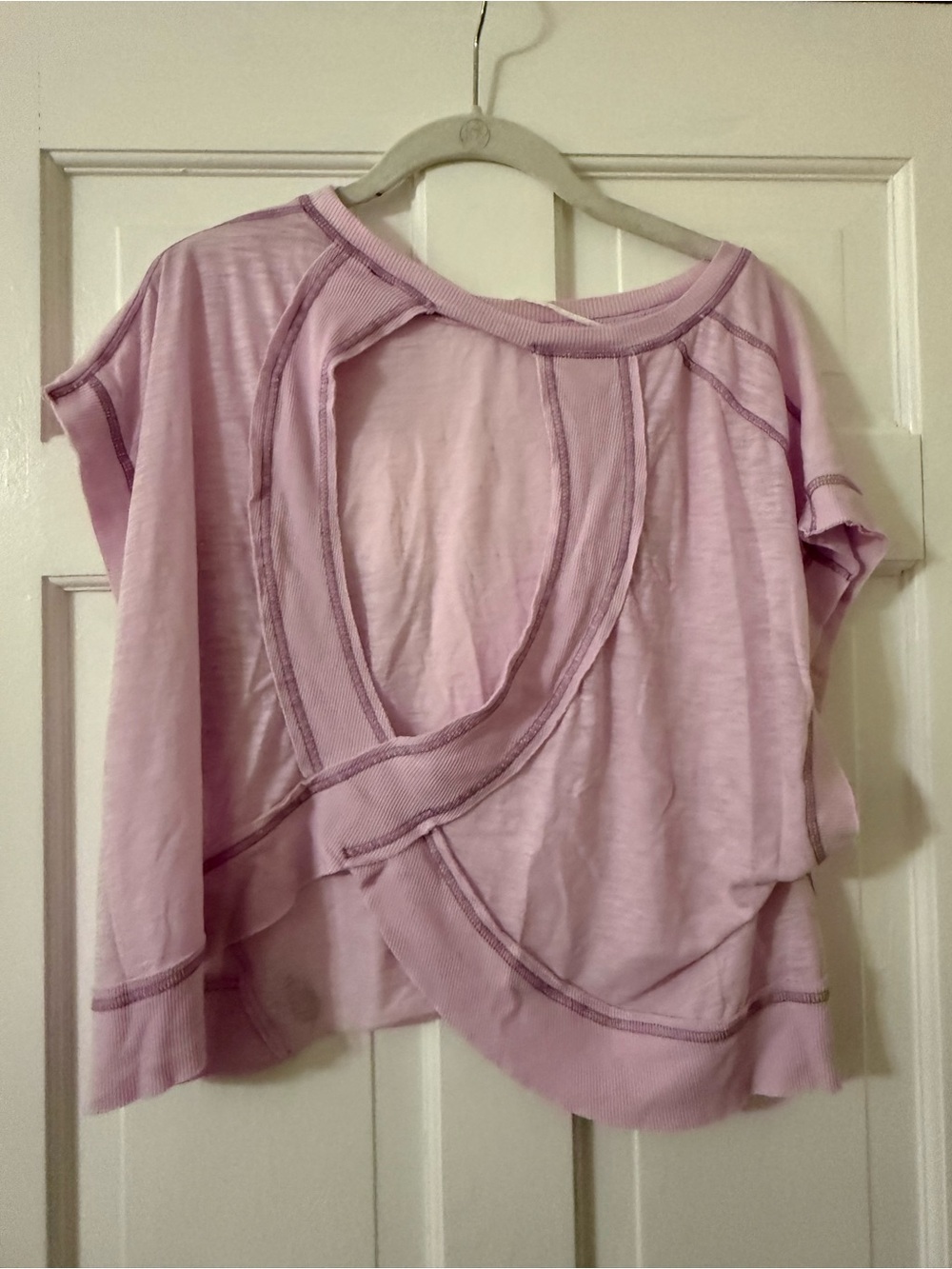 FP Movement by Free People Pale Pink Short Sleeve Open-Back Tee